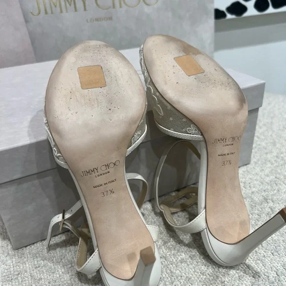 Jimmy Choo Cream Lace Heels - Picture 10 of 13